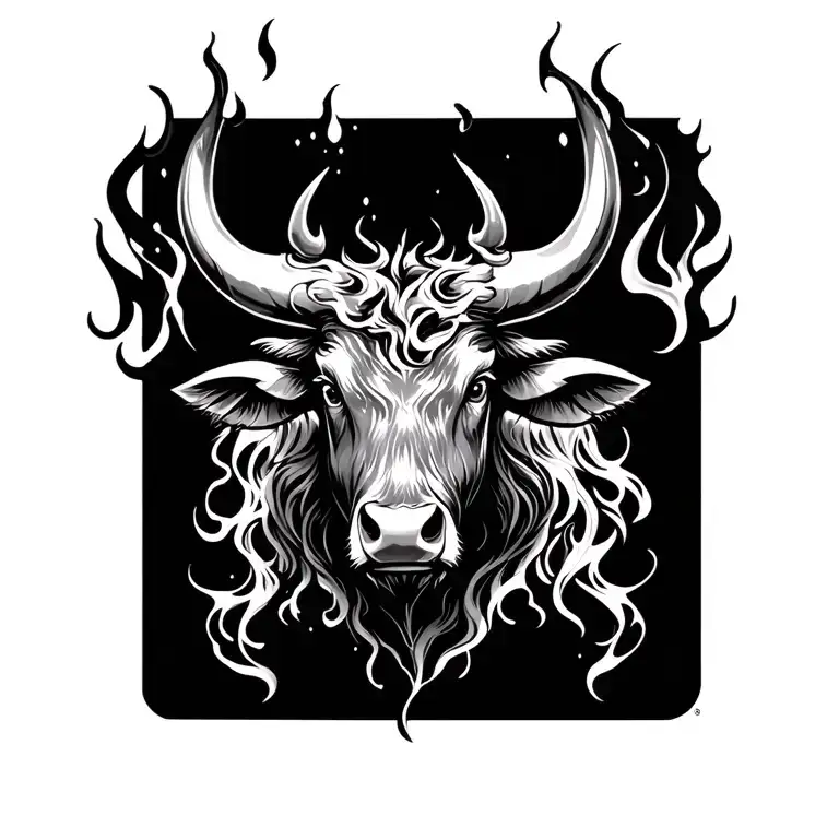 fire ox and gemini zodiac sign tattoo design idea