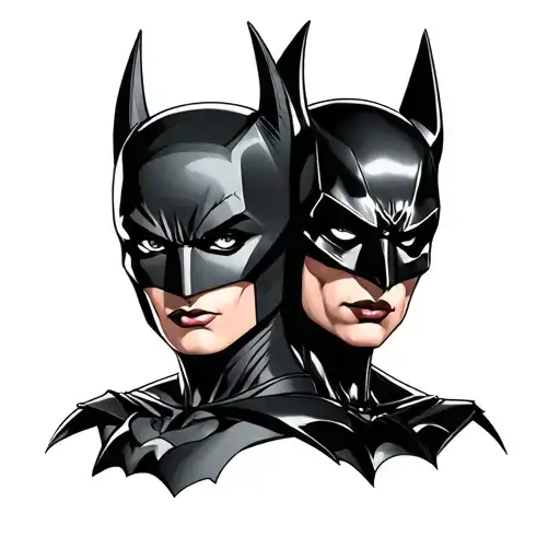 matching Batman and catwoman mask tattoo design idea