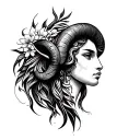 Create a black and white simpleton yet beautiful Aries and Virgo combined tattoo on the form of a flash sheet  tattoo design idea