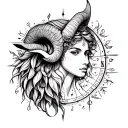 Create a black and white simpleton yet beautiful Aries and Virgo combined tattoo on the form of a flash sheet  tattoo design idea
