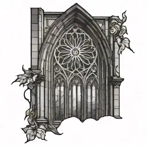gothic cathedral stained glass window tattoo design idea