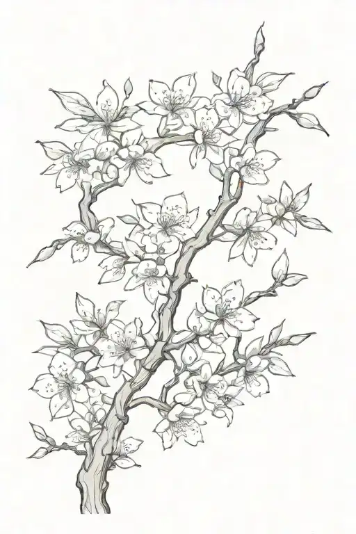 sakura tree branch tattoo design idea