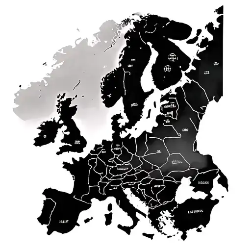 sea mine with Europe map inside it Book devider tattoo design idea