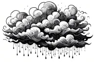 clouds fire rain tattoo design idea