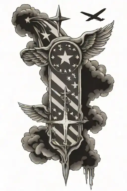 Air Force , American flag , cross tattoo design idea