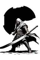 Arab warrior with sword tattoo design idea