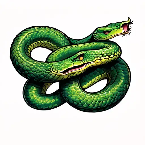 green snake wrapping around arm sleeve tattoo design idea
