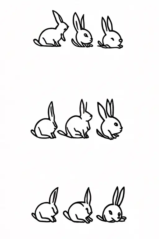 6 rabbits one in black tattoo design idea