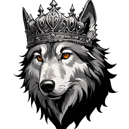wolf king crown tattoo design idea