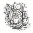 time machine tattoo design idea