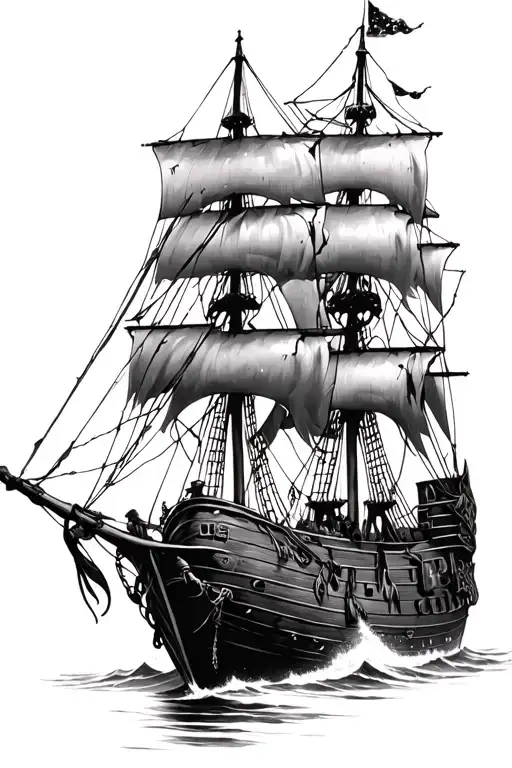 black pearl ship from pirates of the caribbean nautical map tattoo design idea