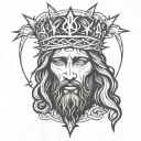 Jesus Face crown of thorns wrapped tattoo design idea