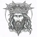Jesus Face crown of thorns wrapped tattoo design idea