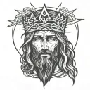 Jesus Face crown of thorns wrapped tattoo design idea