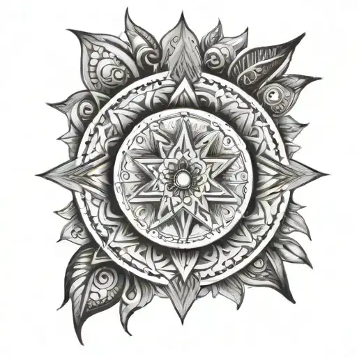Elbow Mandala along with north star in the middle tattoo design idea