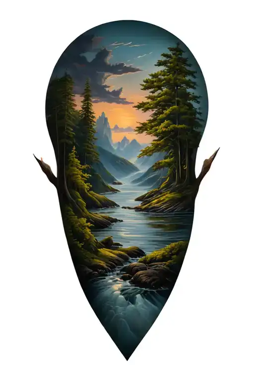 Trebol and landscape tattoo design idea