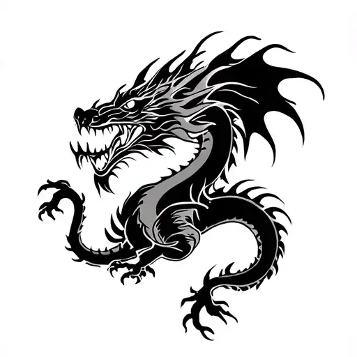 stencil dragon art tattoo design idea