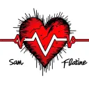 heartbeat to flatline with the name Sam tattoo design idea