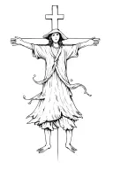 scarecrow with arms spread on a cross tattoo design idea