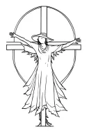 scarecrow with arms spread on a cross tattoo design idea