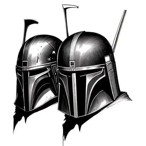 darth revan mask and boba fett helmet tattoo design idea