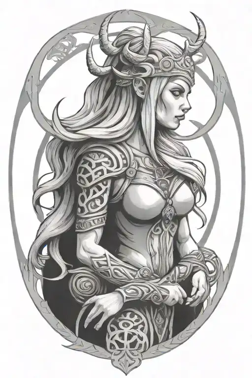 viking hel goddess tattoo design idea