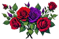 Tyasia wrapped around red and purple roses growing tattoo design idea