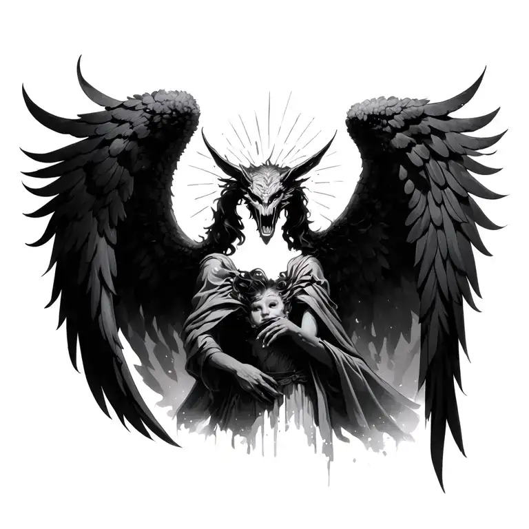 when the angels leave you in the dark let the demons lead you to the light tattoo design idea