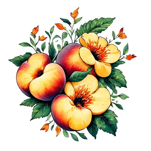 flowers and peaches tattoo design idea