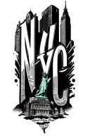 "NYC" "NYC" New York skyline statue of liberty tattoo design idea