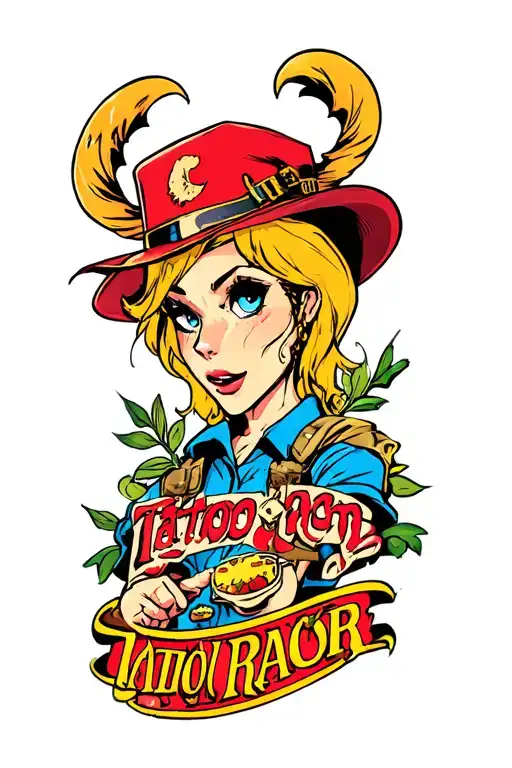 90's tv cartoon neo tradi tattoo design idea