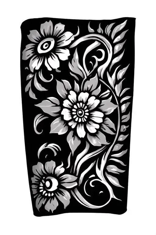 Puerto Rican Taino Flower tribal Tattoo forearm sleeve tattoo tattoo design idea