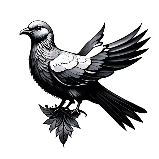 carved nordic dove tattoo design idea