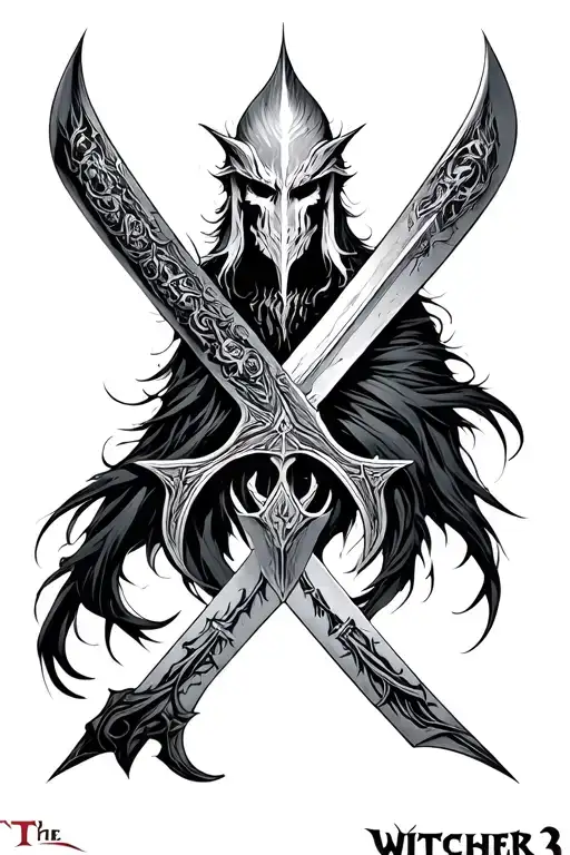 Witcher 3 tattoo, the ard and igni sign with the blade tattoo design idea
