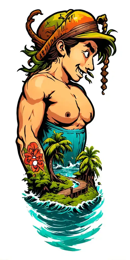 neverland island tattoo design idea