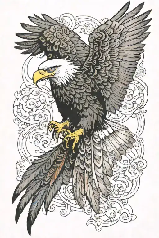 eagle that flies in the middle of a dove store tattoo design idea