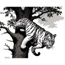 tiger climbing a tree tattoo design idea