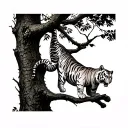 tiger climbing a tree tattoo design idea