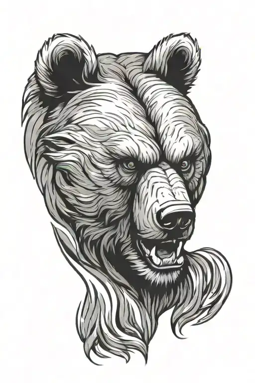 Angry Bear head tattoo design idea