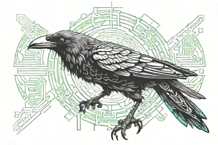 a dead raven, frontal view, lineart, simple tattoo design idea