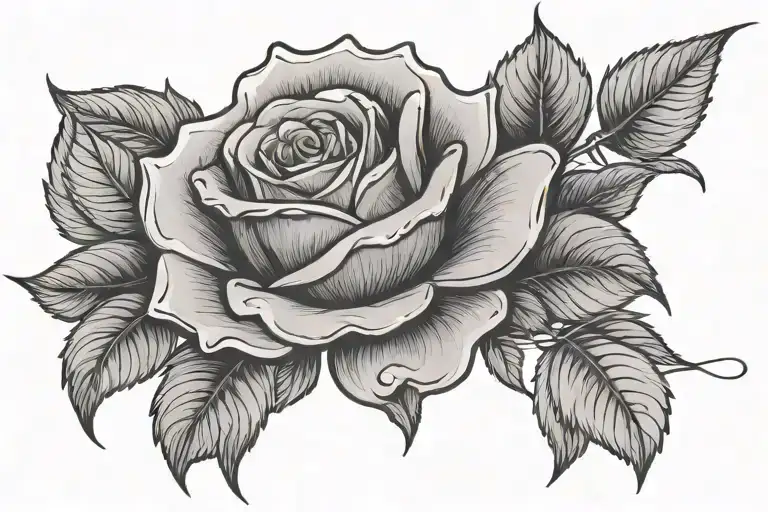 rose with squiggly stem with live love laugh on the stem  tattoo design idea
