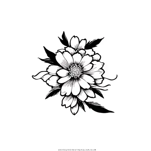 symbol with cosmos flower intertwined tattoo design idea