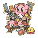 Kirby sitting on the couch playing video games tattoo design idea