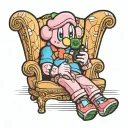 Kirby sitting on the couch playing video games tattoo design idea