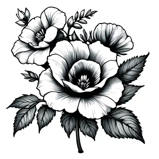 Rosebud, Sweetpea, Petunia, Snapdragon tattoo design idea