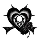 heartagram basic tattoo design idea