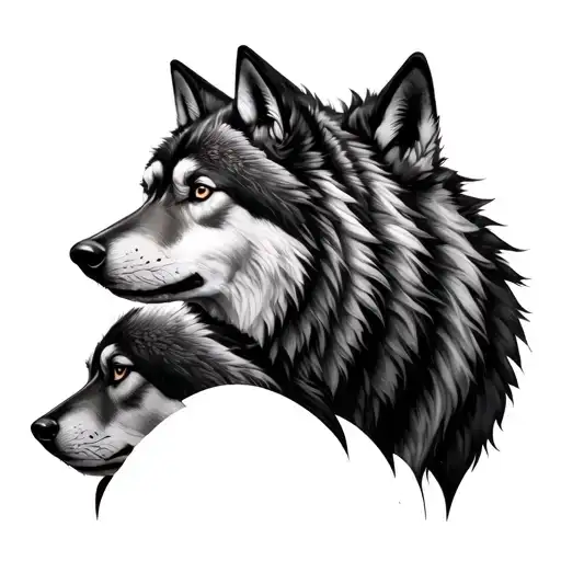three wolves tattoo design idea
