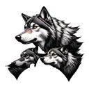 three wolves tattoo design idea