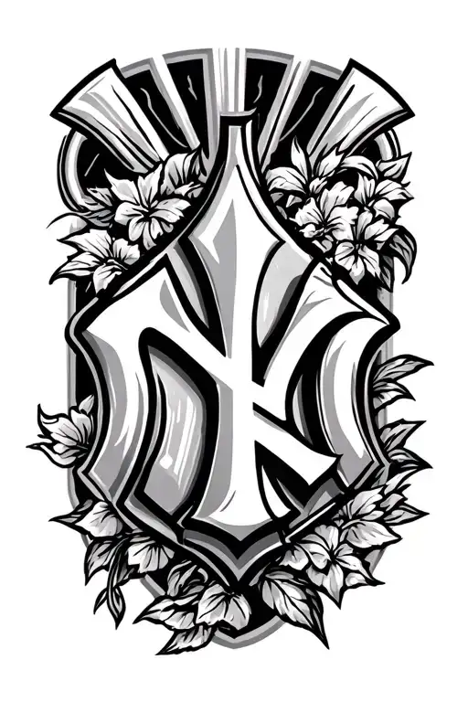 Yankees logo and fleur de lis symbol incorporated tattoo design idea
