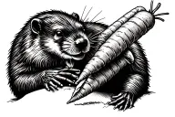 Beaver eating a carrot tattoo design idea